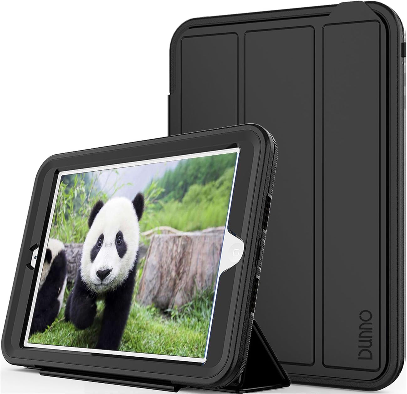 DUNNO iPad mini case - Three Layer Heavy Duty Full Body Protective Stand Cover Case for Apple iPad mini 1/2/3 (Black)