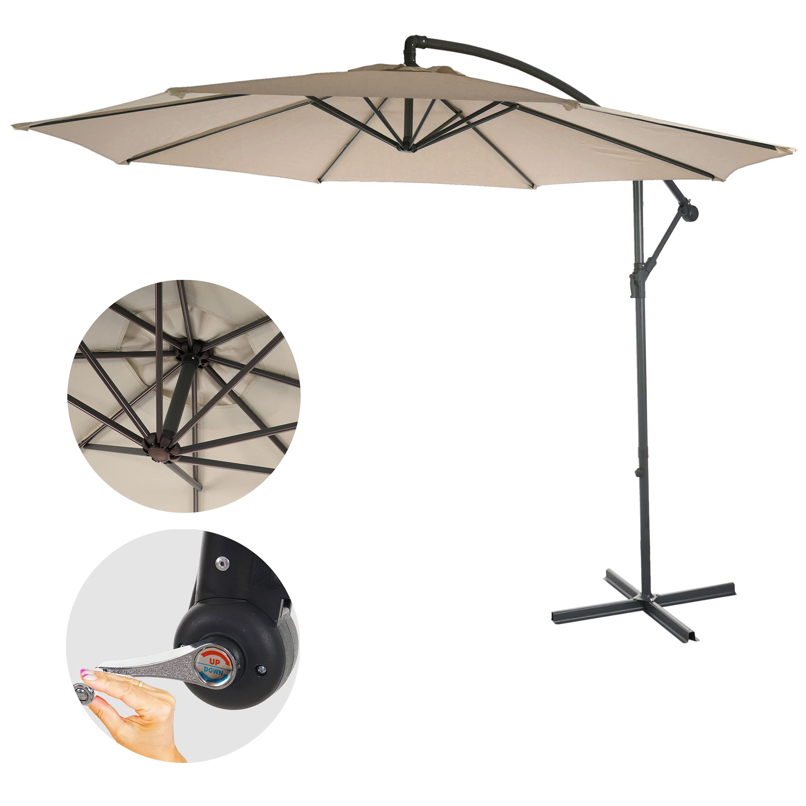 Mendler Acerra parasol przeciwsłoneczny, ochrona przed słońcem, Ø 3 m, możliwość pochylenia, poliester/stal, 11 kg