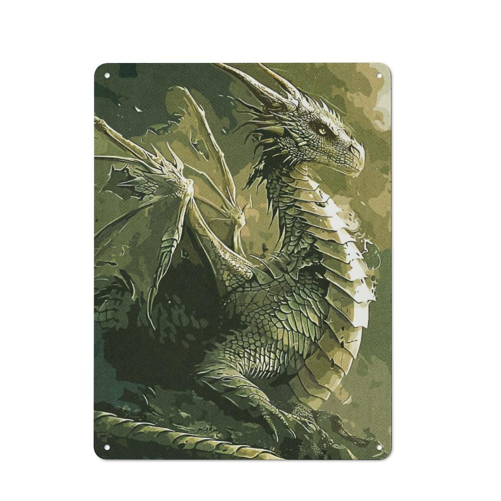 Junmoney Dragon Mystic Retro-Style Metal Sign 40X30cm For Studio Or Craft Room, Gift For Studio Decor Lovers During The Christmas Season