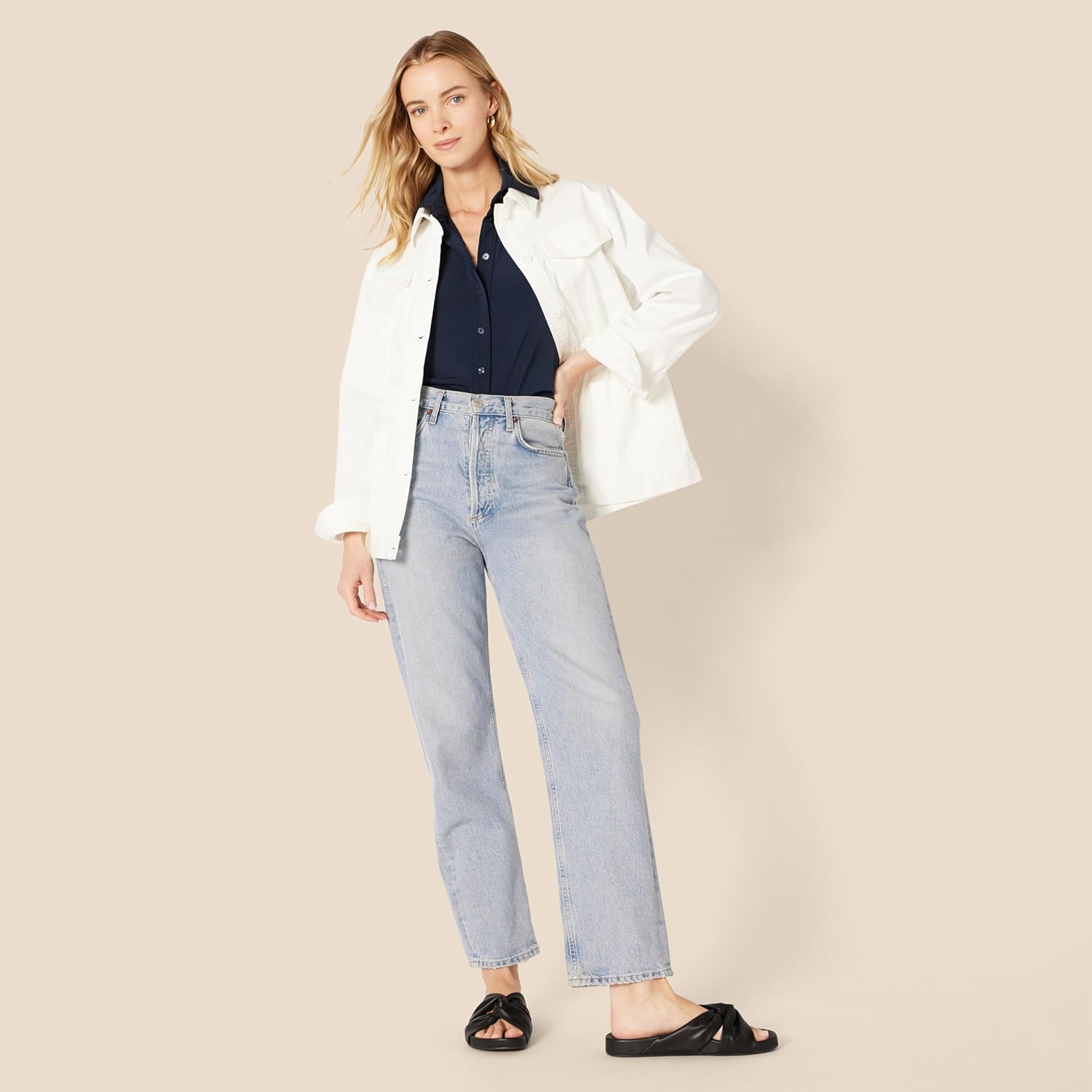 Amazon Essentials Womens Regular-Fit Matte Jersey Button-Down Shirt - Image 5