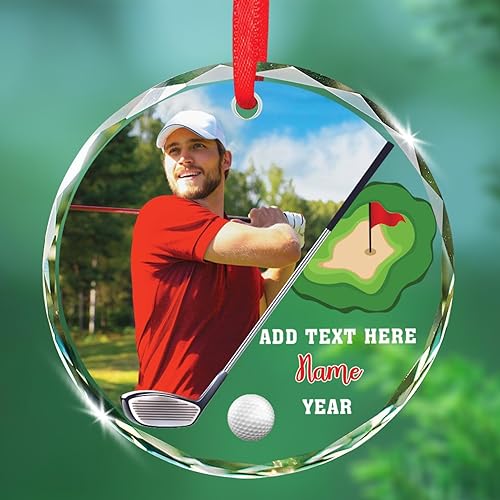 Miniatura 15 de Adorno de cristal de Navidad con nombre de foto personalizado, adorno de Navidad para amantes del béisbol 2025, texto personalizado, adornos de