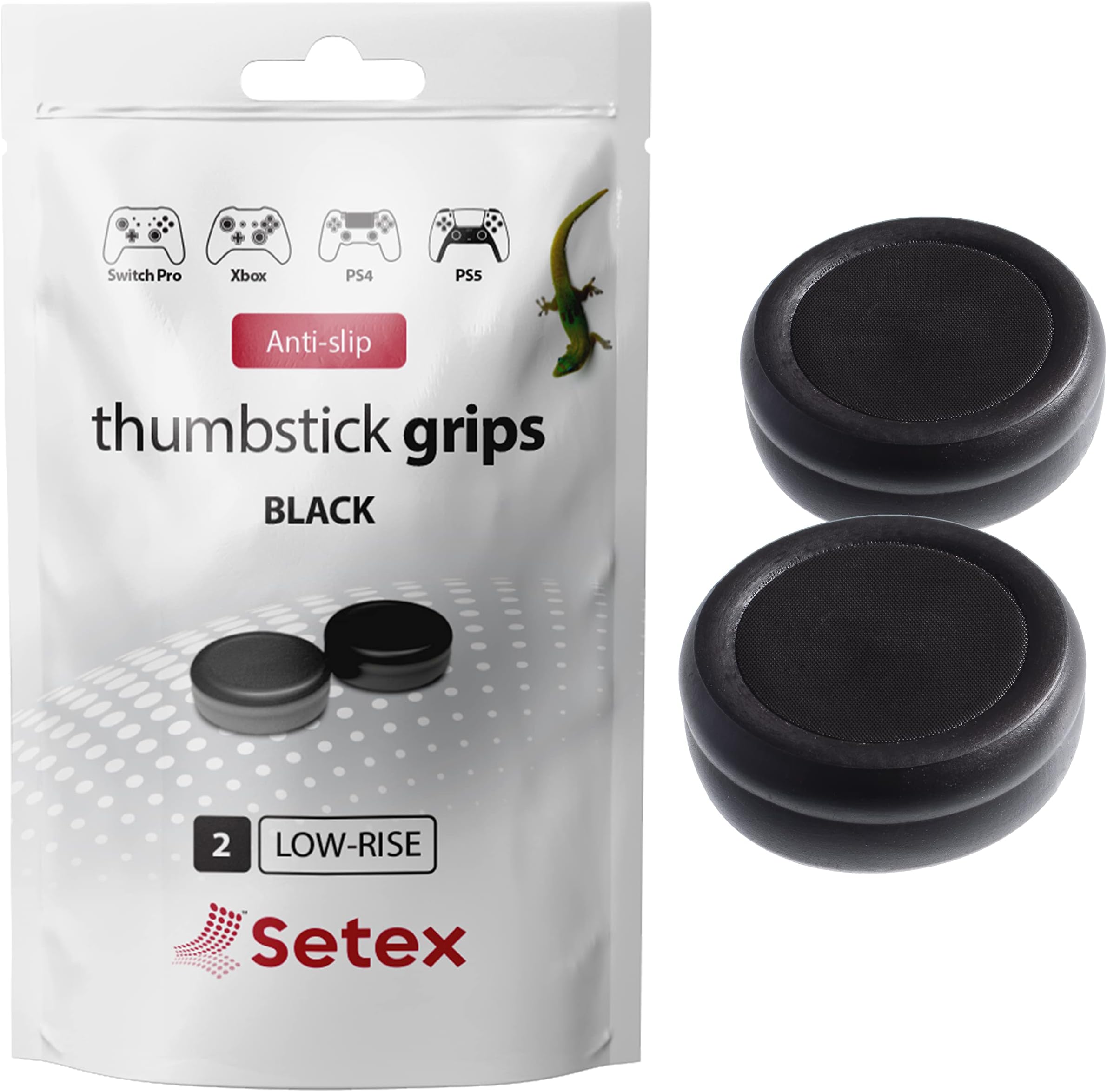 Thumbstick Grip Covers, Anti-Slip Microstructured Grips, (1 Pair) Black, Compatible with PS5, PS4, Xbox Series X/S, Switch Pro Controller and Steam Deck