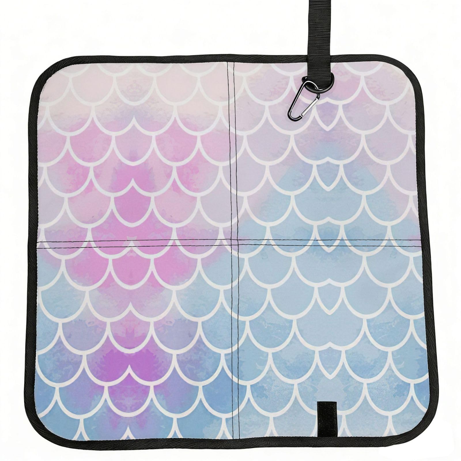 SDEGTHO Colorful Mermaid Scale Printed Foldable Seat Pad with Closure, Lightweight Cushion for Airplane Travel Camping
