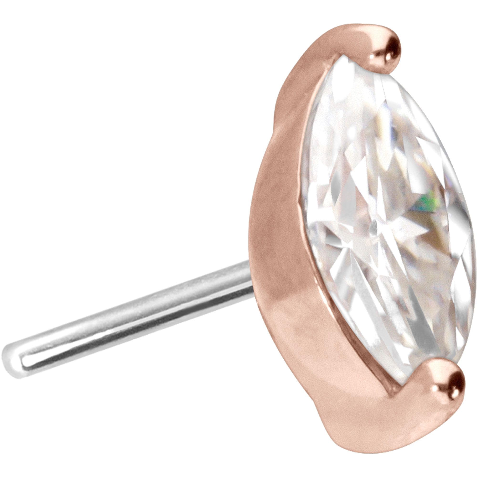 PIERCINGLINE 14 Gold Aufsatz mit Titan Push Pin MOISSANIT-OVAL 585er Gold - Roségoldfarben, Goldfarben, Silberfarben