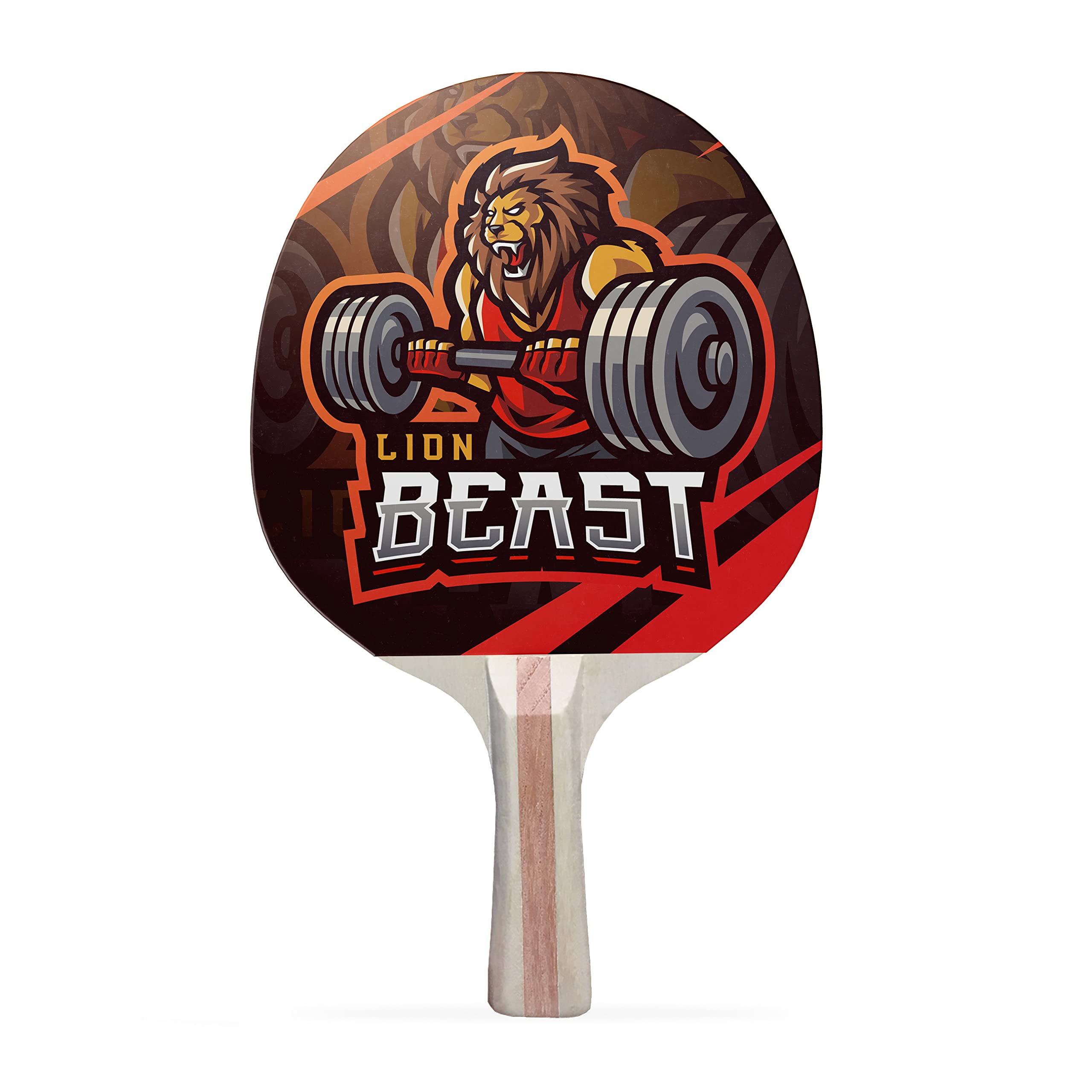 TigerTail Sports Lion Beast Colorful Design Ping Pong Paddle, Premium 5 Ply Table Tennis Racket (Black on Back)