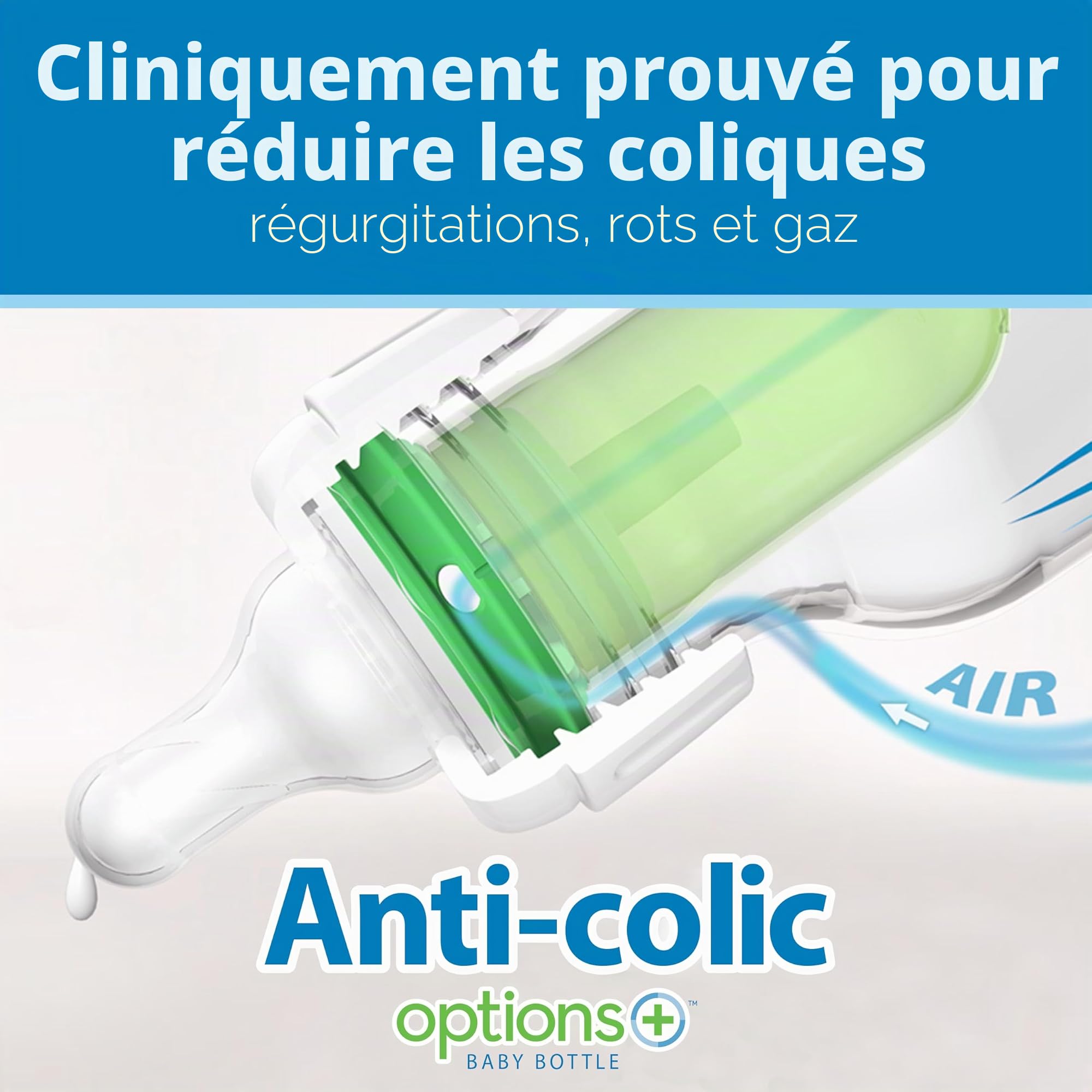 Dr. Brown's Natural Flow® Anti-Colic Options+™ Narrow Biberon pour bébé 250 ml + coffret cadeau avec à débit lent de niveau 1