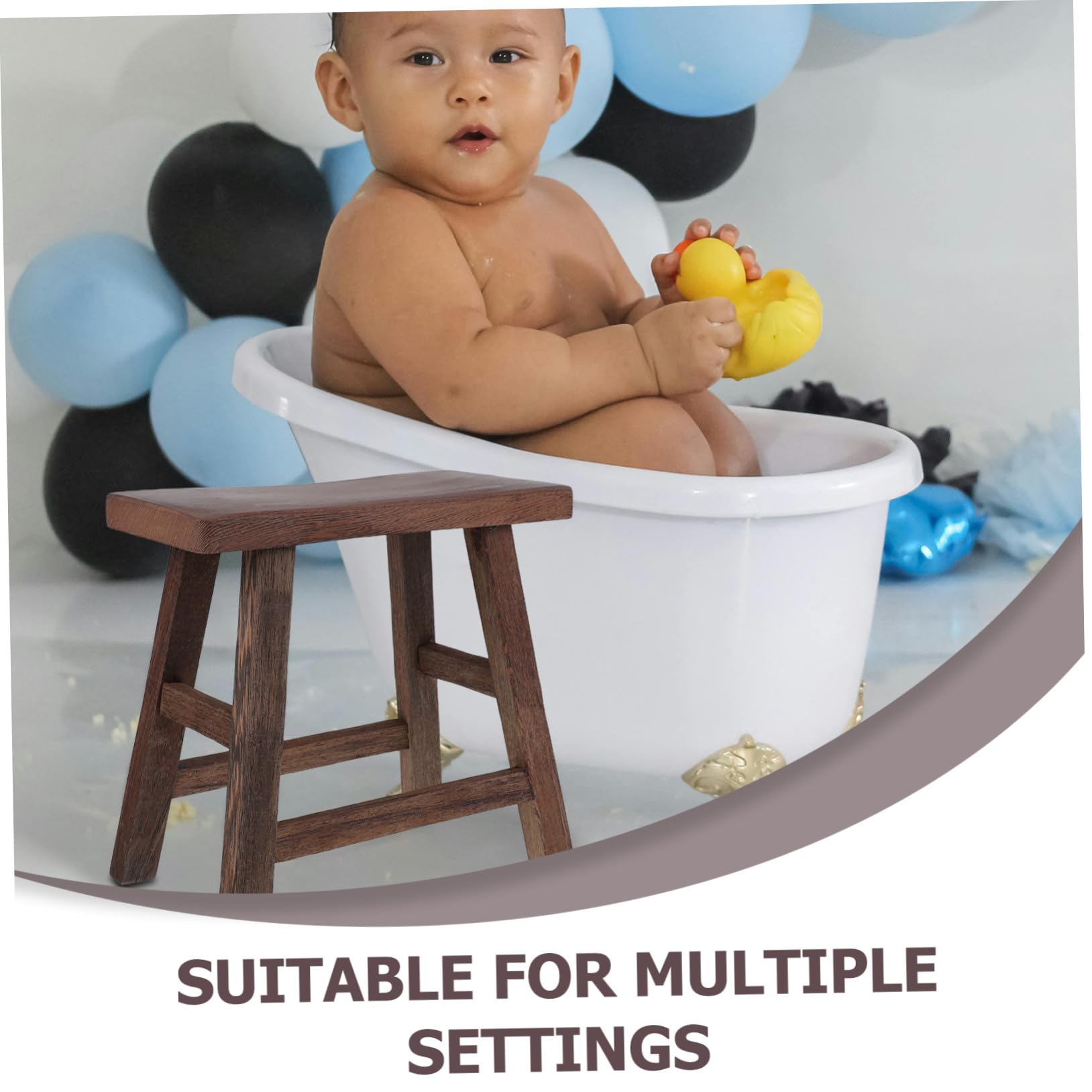 HANABASS Taburete Pequeño de Madera para Niños Ligero y Portátil Diseño Elegante de ala de Pollo, Adecuado para Baño y Cocina, Banco Infantil de 28 Cm