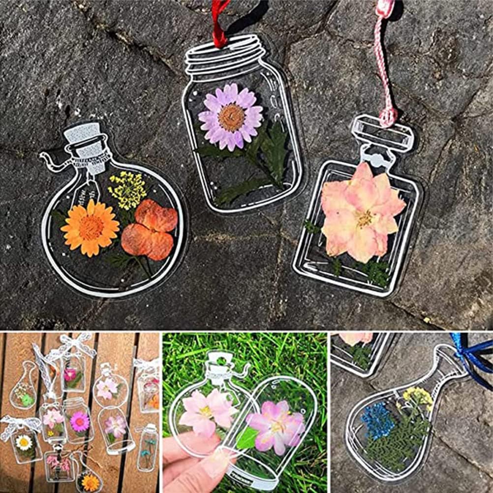 Dried Flower Bookmark Craft, 20Pcs Transparent Dried Flower Bookmarks Handmade DIY Dried Flower Bookmark Glassware Stickers - Image 4