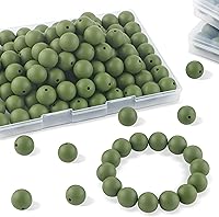 Vista 11 de Sunrony 70 cuentas de silicona para hacer collares, cuentas redondas de silicona a granel de 0.591 in para bolígrafos (negro)