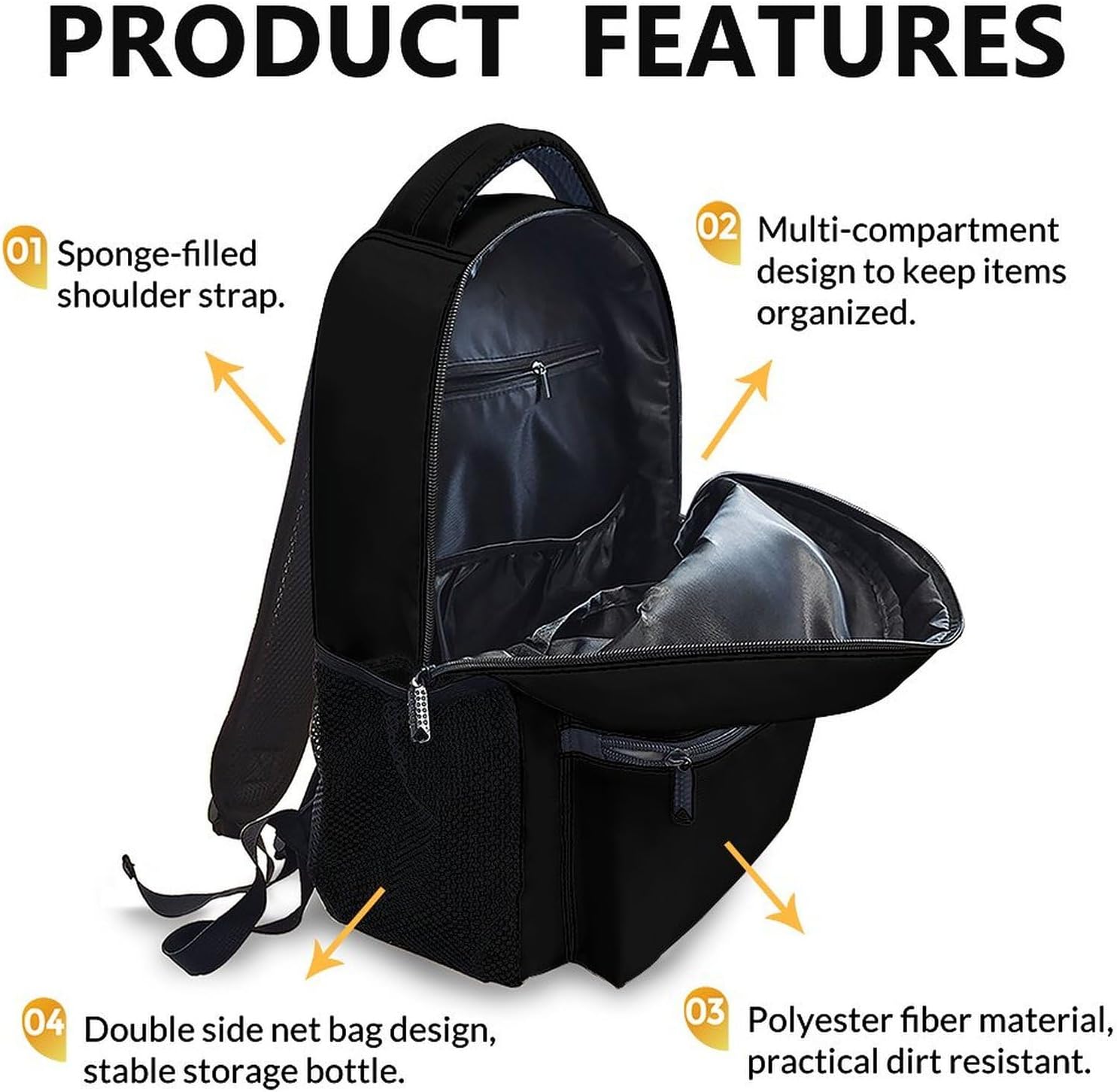 Pickle Backpack for Kids Boys & Girls, 17" Funny Backpack for Teens, Large Capacity Lightweight Black Bookbag for School, Travel
