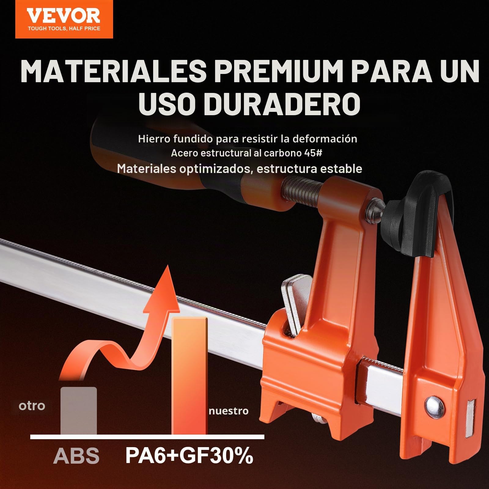 VEVOR Juego de 2 abrazaderas de liberación rápida Abrazadera con una sola mano Apertura 914,4 mm Longitud 1015 mm Fuerza de sujeción máxima Alicate esparcidor reversible de 272 kg para carpintero