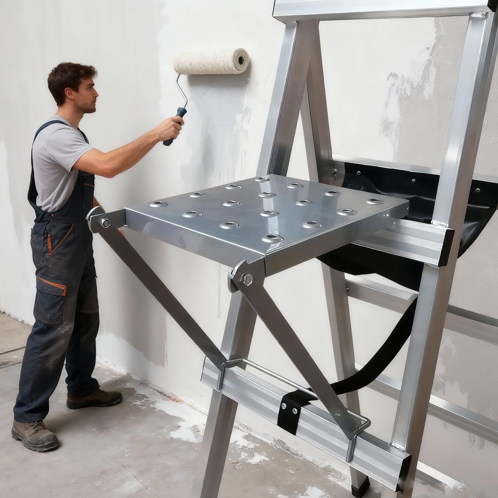 Piattaforma A Gradini Per Scale, Piattaforma Lavoro Per Scale Gradino Clip In Acciaio Inox Robusta Lavoro Per Il Fissaggio Scale Scale Pioli E Scale Prolunga Capacità Carico Massima 150Kg