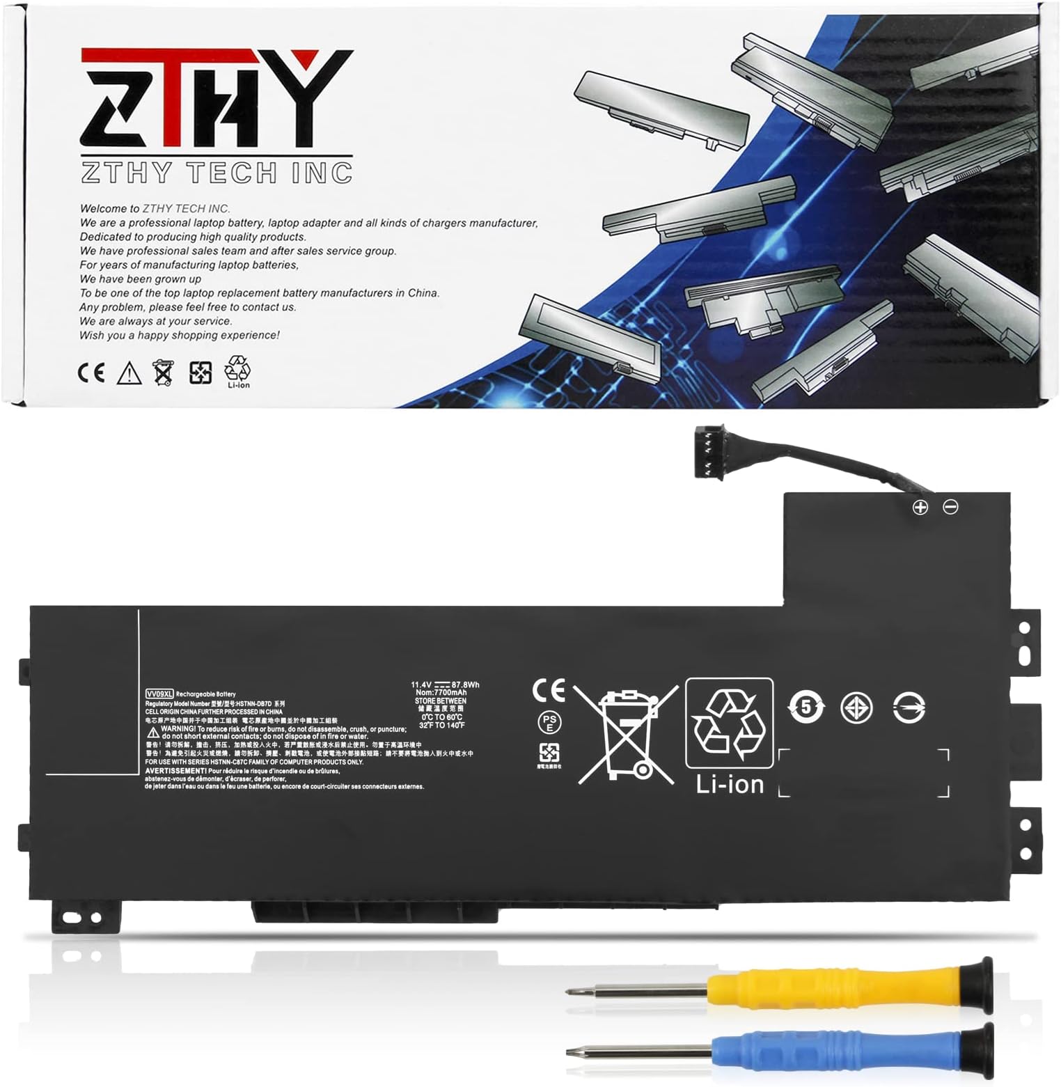 ZTHY VV09XL Battery Replacement for HP ZBook 15 G3 G4 Mobile Workstation Series Laptop HSTNN-DB7D 808398-2C1 808452-001 808398-2B1 HSTNN-C87C 808452-002 808452-005 808398-2C2 VV09090XL 11.4V 90Wh