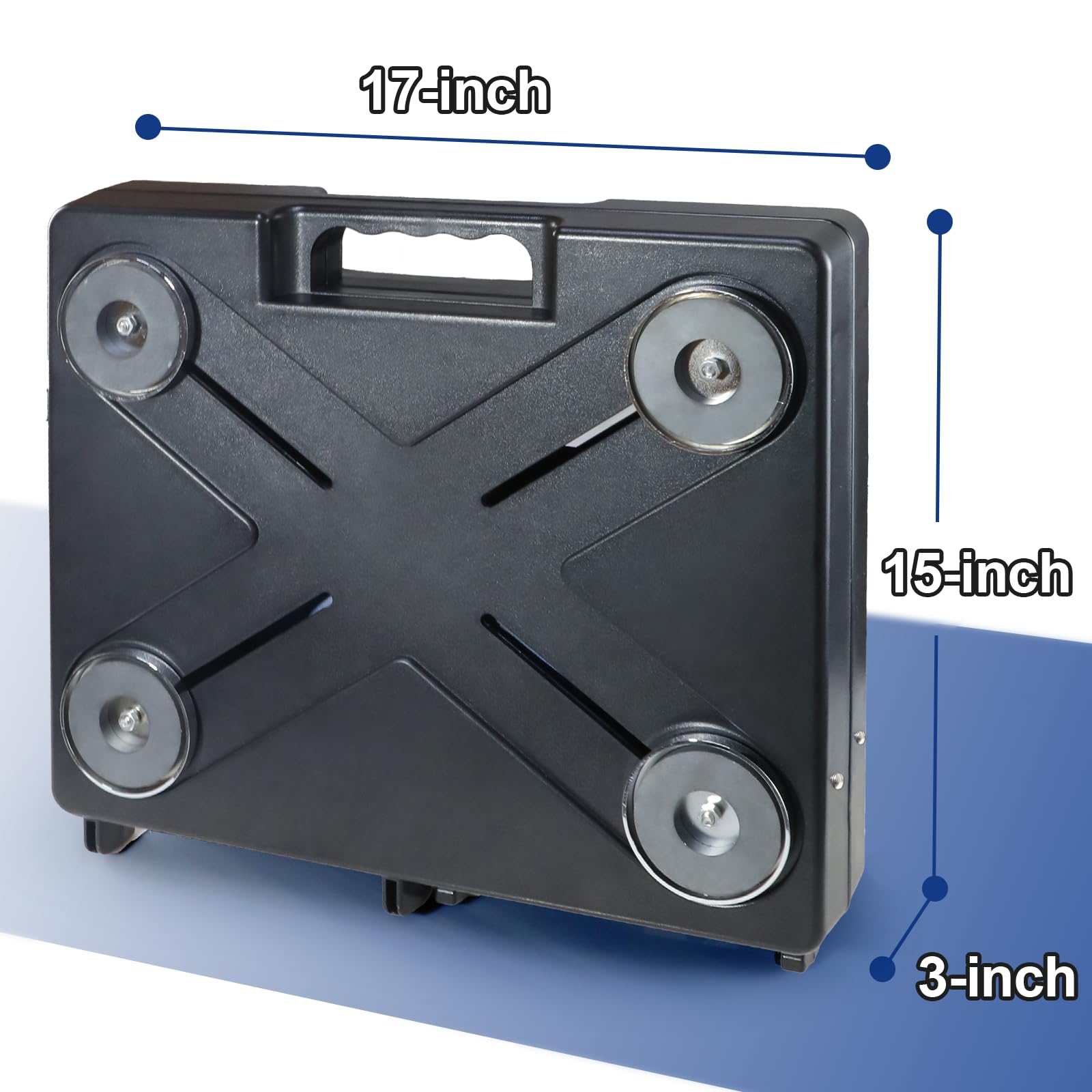 Soporte magnético para laptop, estación de trabajo portátil con 4 imanes superfuertes, nominal de 45 libras, caja de herramientas magnética que se fija a HVAC, camiones, paredes, postes | Soporta hasta 50 libras, se fija a caravanas, camiones, paredes, po