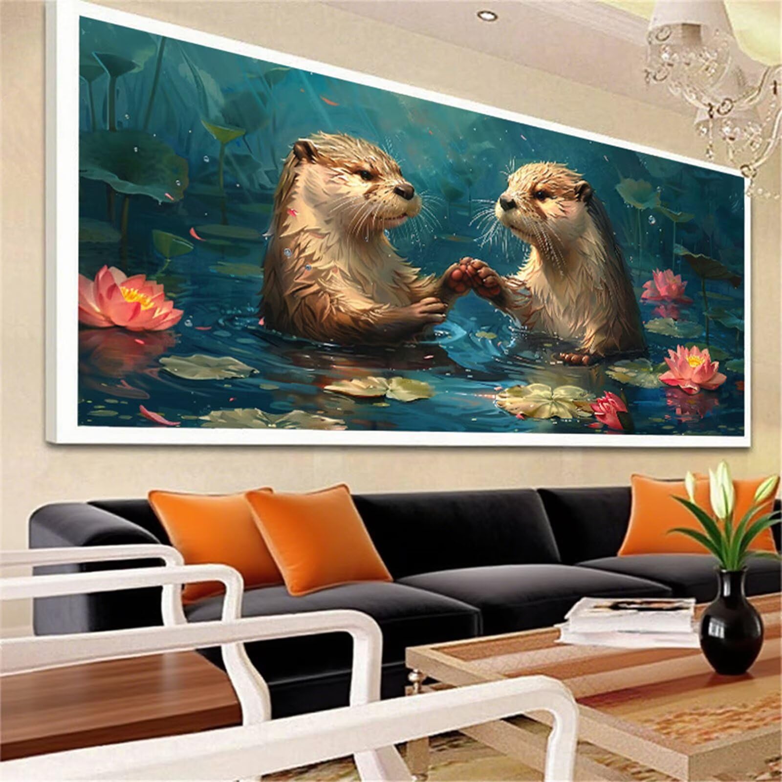 Diamentowe malowanie jeże diamentowe malowanie dla dorosłych, 5D diamentowe rysunki lotosu obrazy diamentowe, 60 x 120 cm diament sztuka haft krzyżykowy puzzle rzemiosło dziewczyna dekoracja ścienna