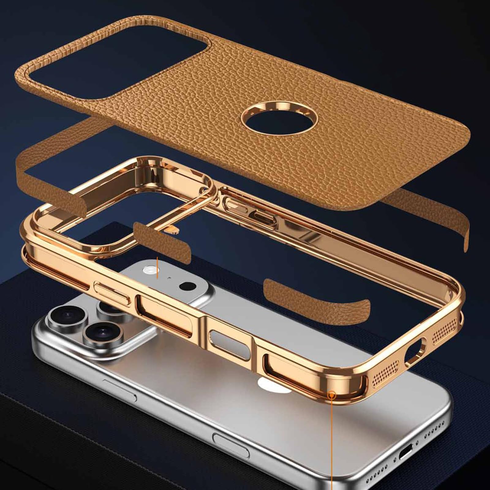 Etui na iPhone 17 Pro Max/17 Pro/17 Air/17, prawdziwa skóra powlekana luksusowe logo widok etui ochronne, białe, 17 Air