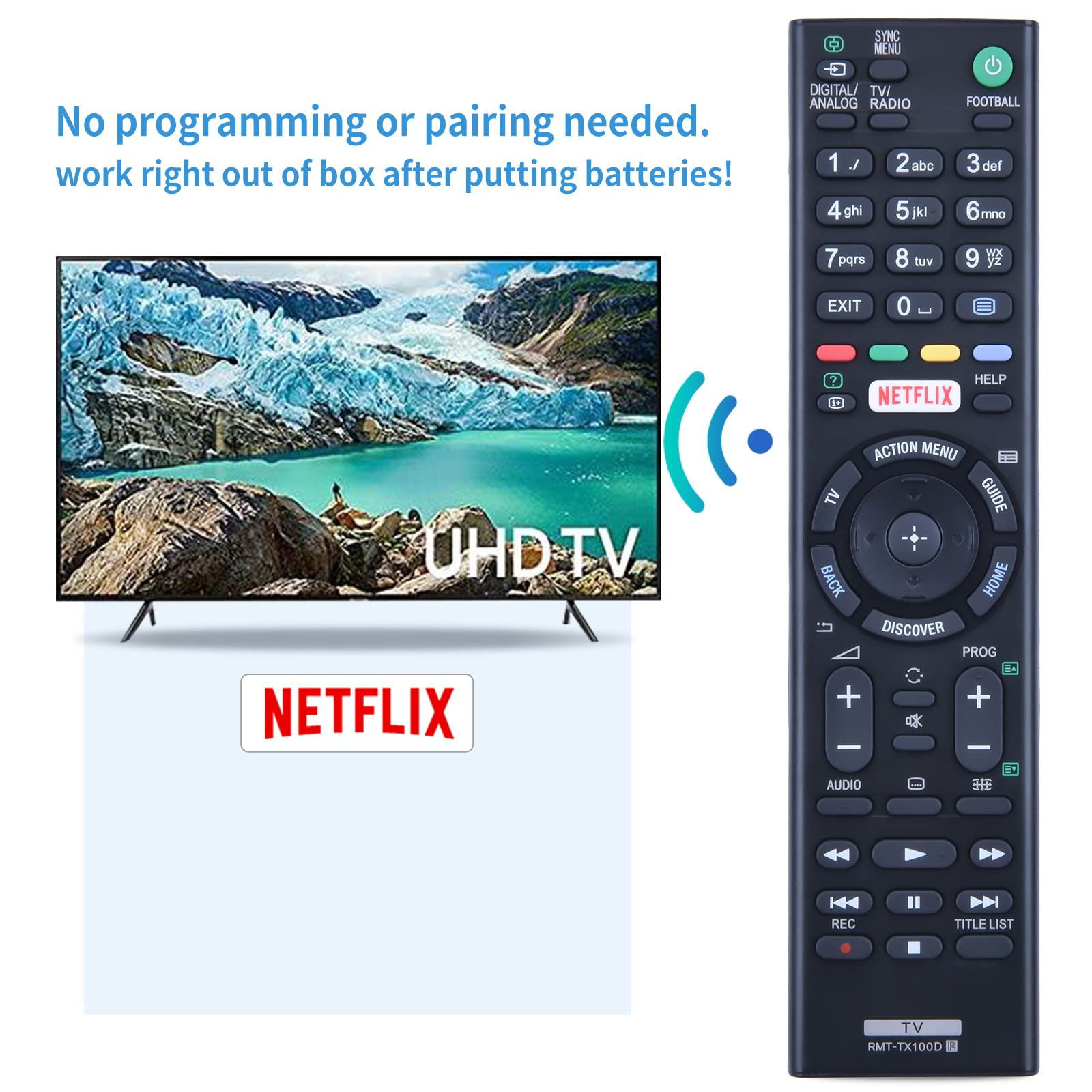 Dilwe Télécommande pour Sony Télécommande TV pour SONY RMT-TX102URMT