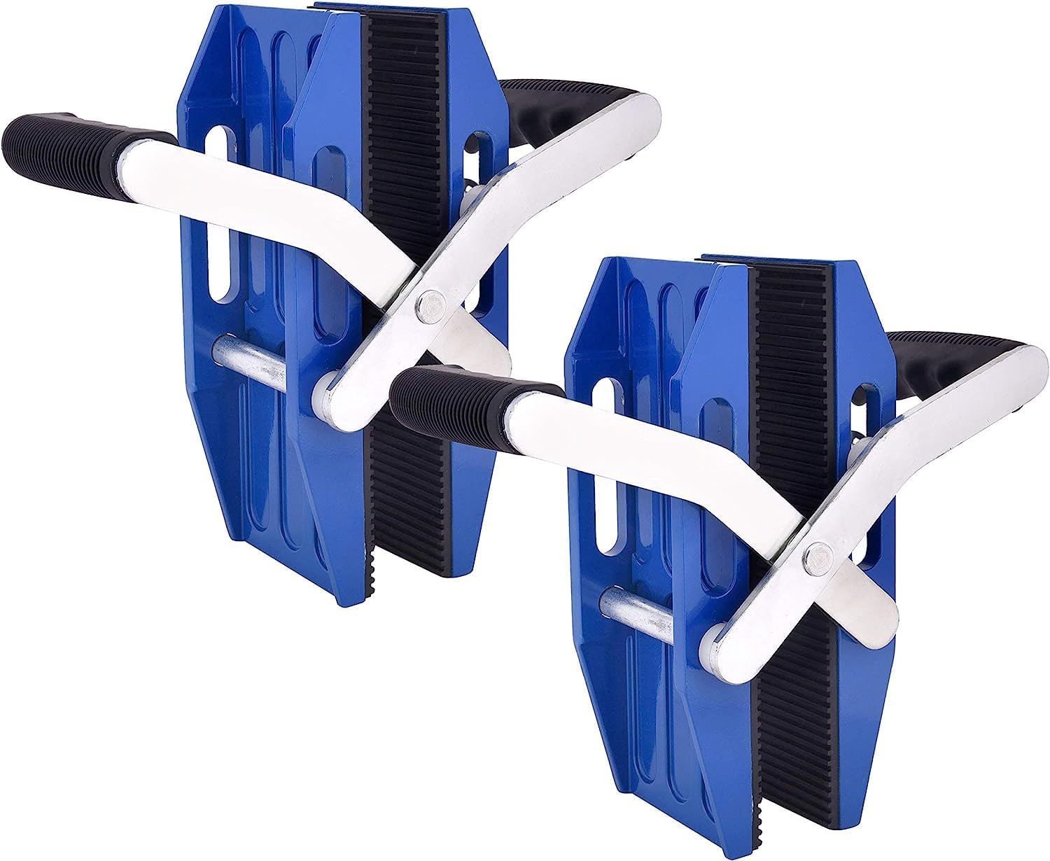 Double Handed Stone Carrying Clamps Granite Panel Carriers Lifter Tools for Lifting Quartz Worktops Slabs Marble with Rubber-lined(2-PCS)