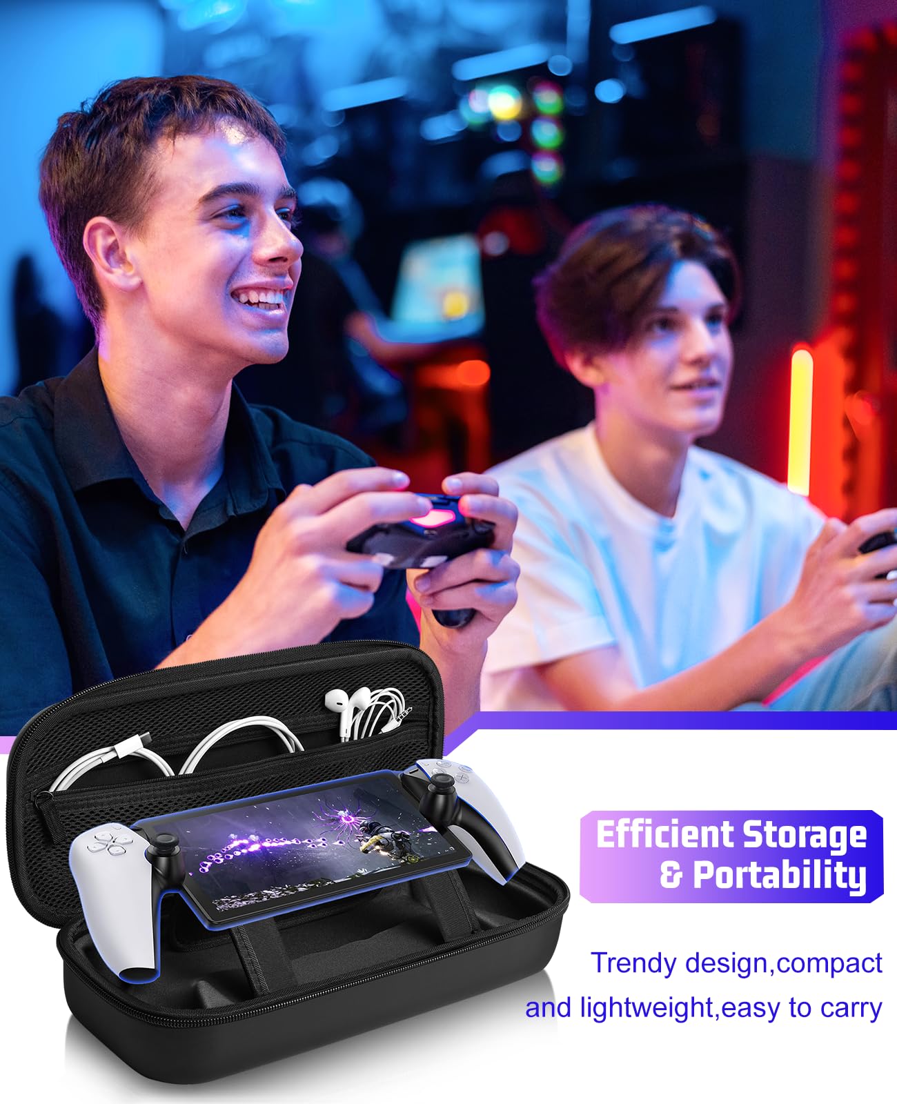 Gurgitat Funda de transporte de viaje para Playstation Portal Remote Player Fundas protectoras rígidas Cool Spider Hombres Niños Gamer Consola de juegos Accesorios Protector Portátil Bolsa de