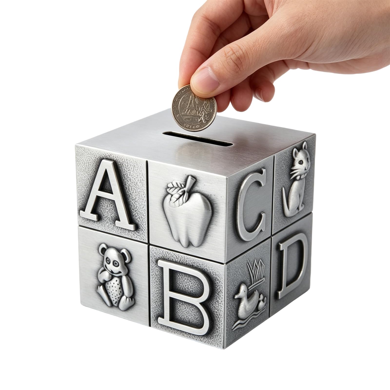 Piggy Bank Money Box, Box Reusable Creative Piggy Banks for Nursery Desk & Shelf Decor, Metal Money Bank Interior Decorations Moneys Saving Tin Piggy Banks Furniture Games