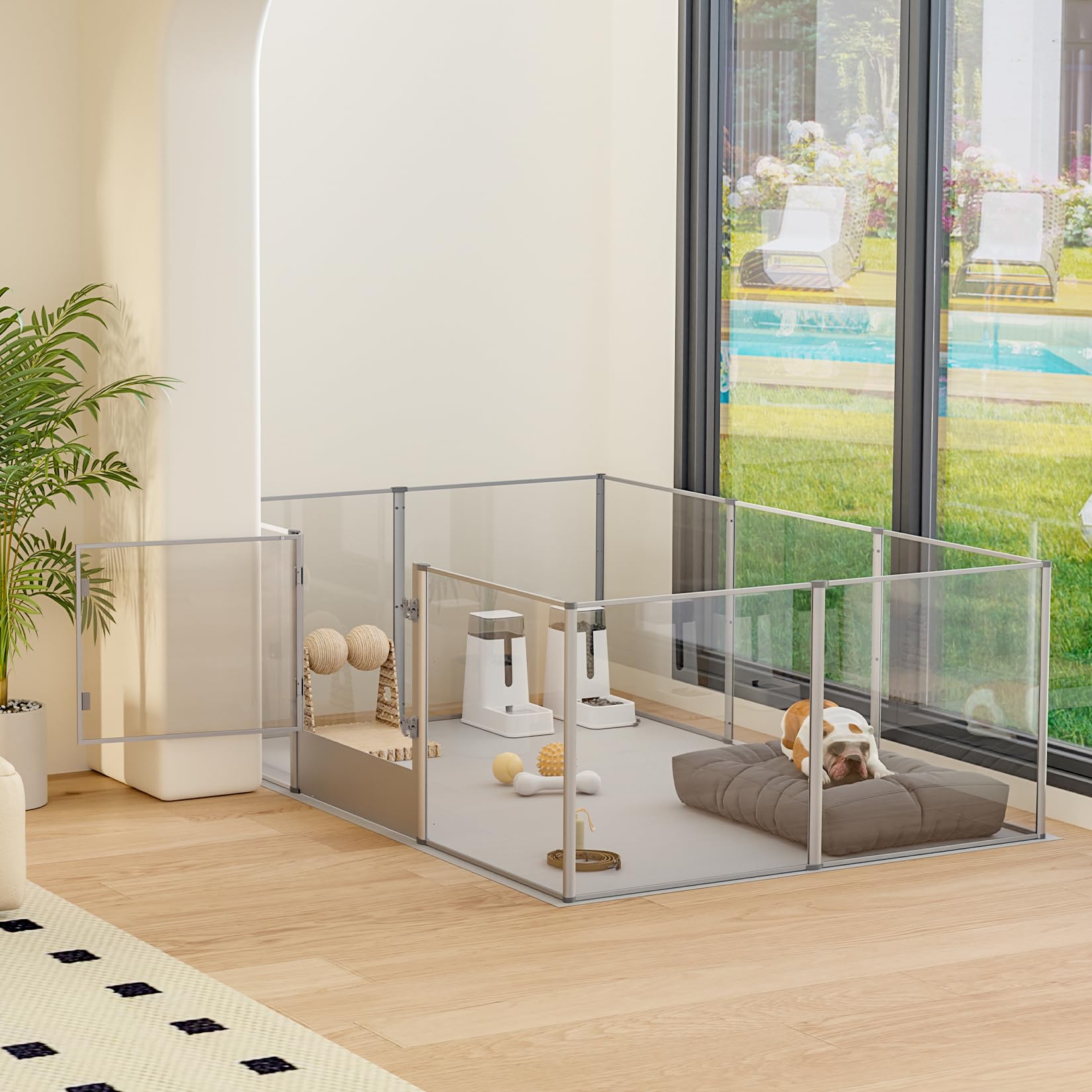 XL Recinto Box Parto per Cani Acrilico Alto 60cm Telaio Alluminio 180x120cm