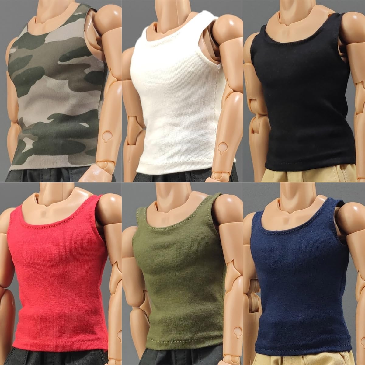 grey dress shirt white buttons 1/6th scale figure amazon 1/12 Scale Long Sleeve Shirt Top Clothes Model Fit 6'' Male Action Figure Body