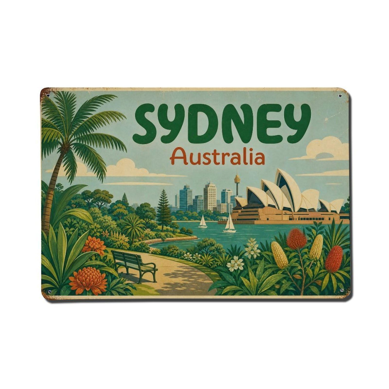 Sydney Australia Harbor Garden Waterfront Travel Metal Tin Sign