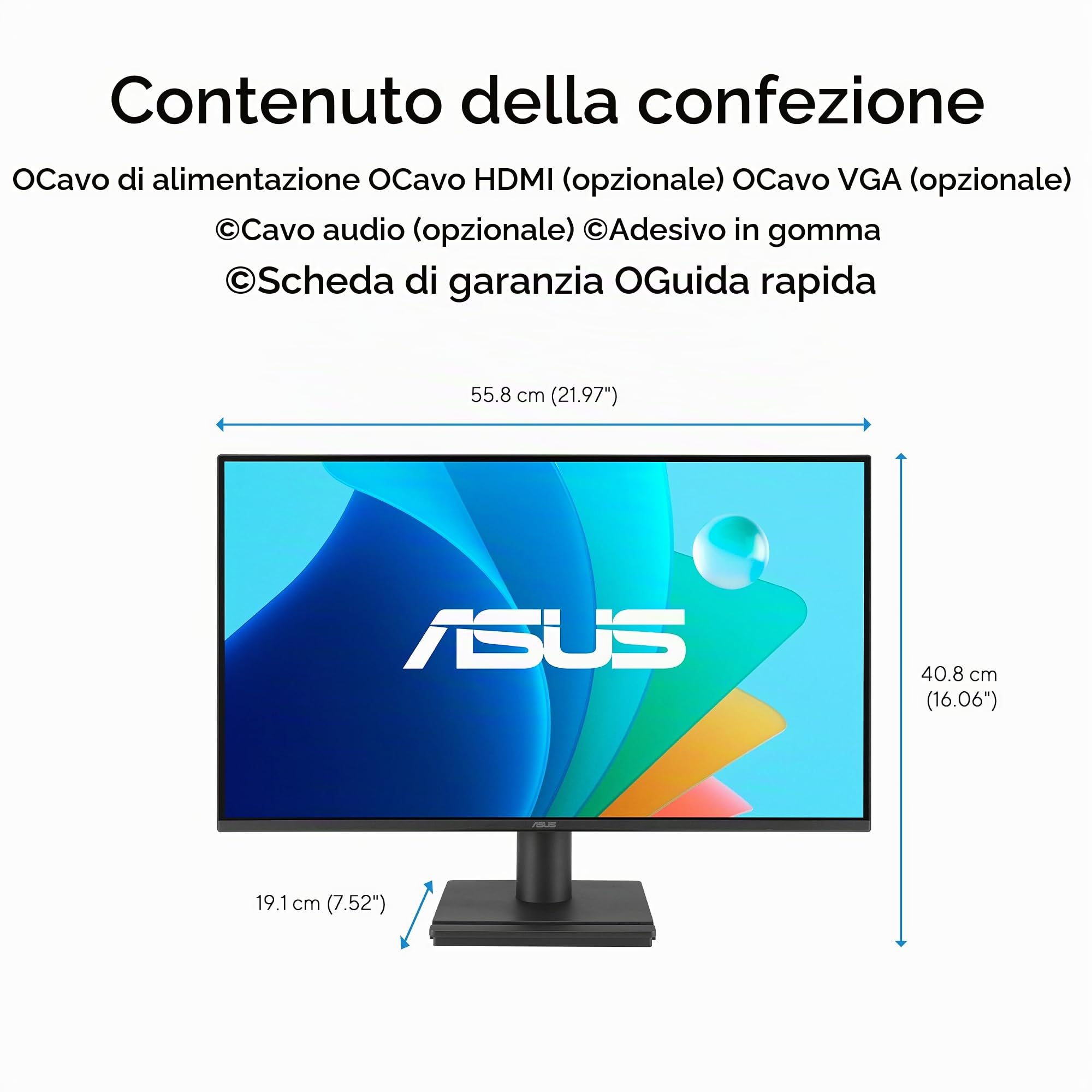ASUS VA259HGA Eye Care, Monitor da 24,5", Full HD IPS (1920x1080), 1ms MPRT, 120Hz, Senza Cornice, Porte HDMI e VGA, Low Blue Light, Tecnologia Flicker Free, Adaptive-Sync, Montabile a Parete, Nero