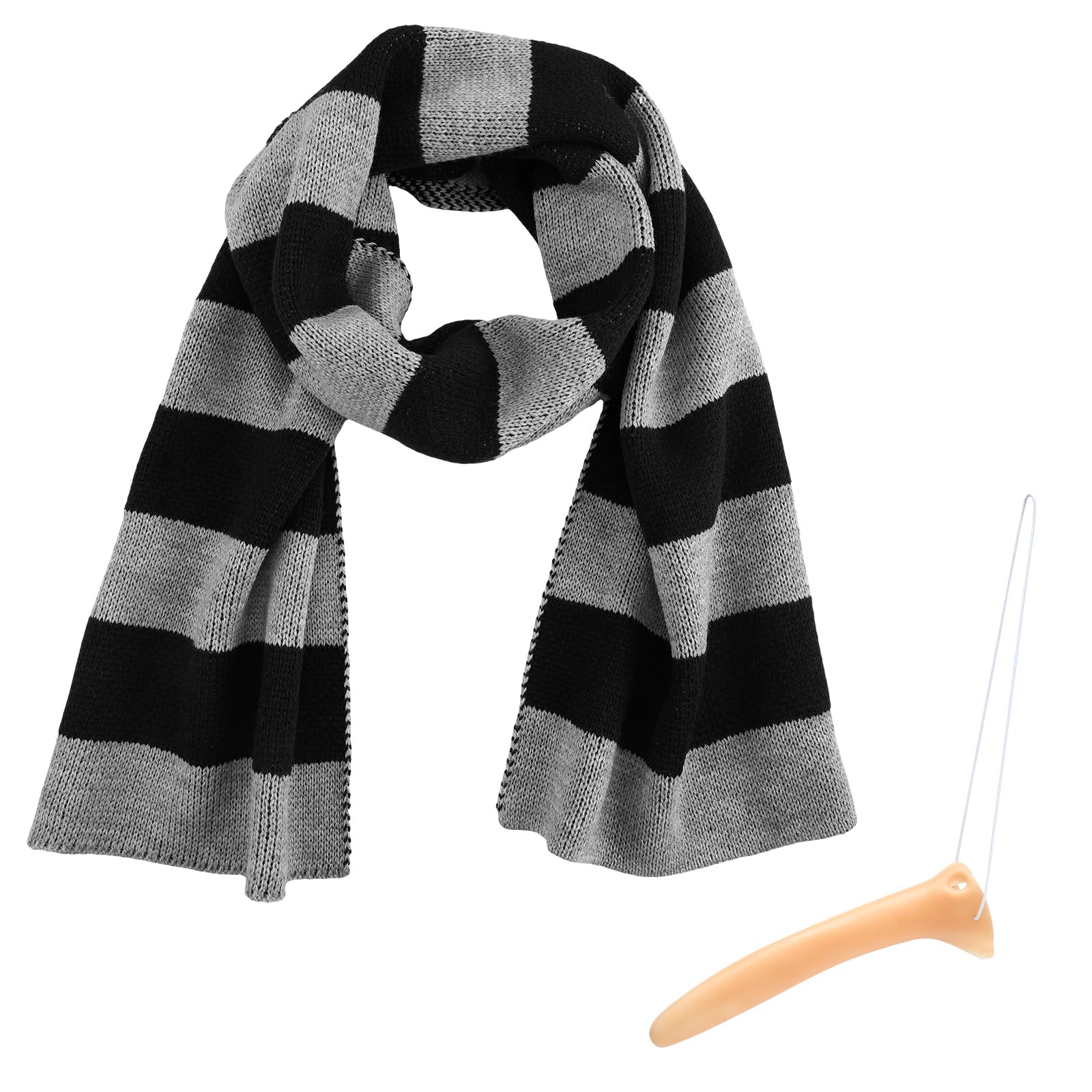 4 Pcs Adult Halloween Costumes 2025, Latex Bald Caps for Men Fake Long Nose Black Gray Striped Scarf and Mesh Wig Cap Halloween Cartoon Characters Costumes