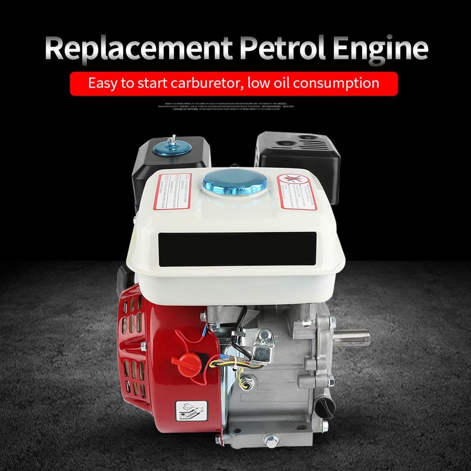 6,5 PS Benzinmotor, 4-Takt OHV Motor mit Pull Start, 168F Ersatzmotor mit Easy Start Vergaser und niedrigem Ölverbrauch