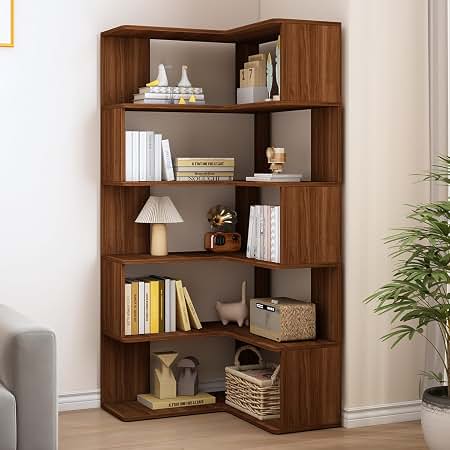 Amazon.com: IOTXY 6-Tier L-Shaped Corner Bookshelf, 66-Inch Tall