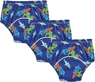 Calzoncillos de entrenamiento para orinal, de algodón suave, ropa interior para surf 4T, dinosaurio, peces, color azul marino