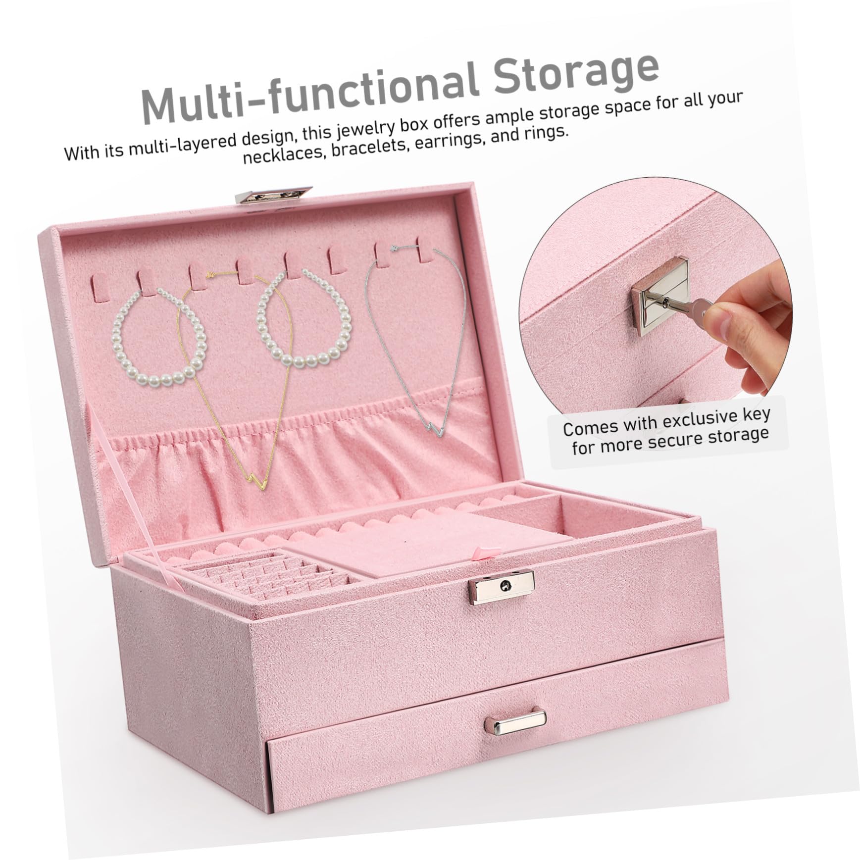 VICASKY Schmuckkästchen für Damen Schmuckaufbewahrungsbox mit Fächern Schmuckorganizer für Schmuckstücke Großes Fassungsvermögen für Halsketten und Armbänder Robuste Materialien
