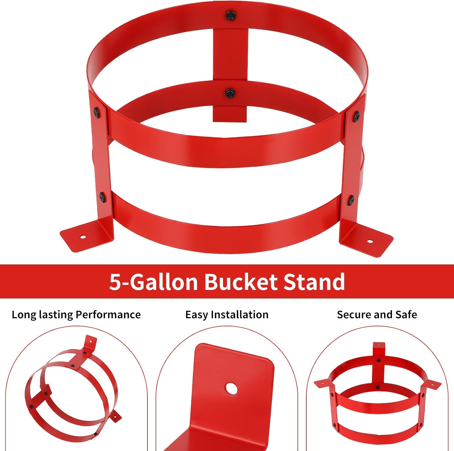 2 Pcs 5 Gallon Bucket Holder 11.6 Inch Diameter, Bucket Holder Rack for RV, Truck, Cart, UTV, Landscape Trailer