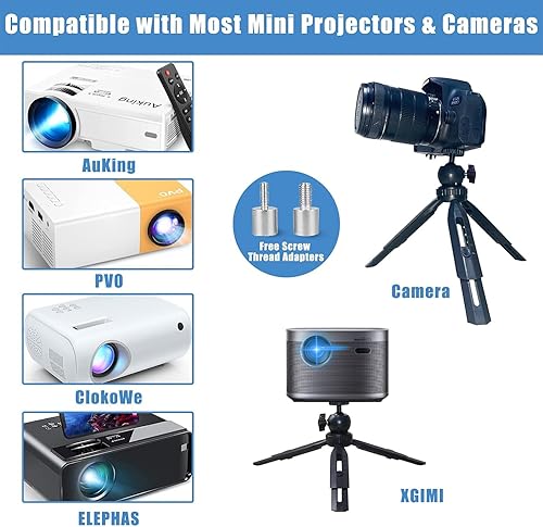 Miniatura 5 de Mini soporte para proyector, soporte de trípode compatible con DR.J, DBPOWER, Anker, PVO, Artlii, LoongSon, AuKing, ClokoWe, VOPLLS y la mayoría de