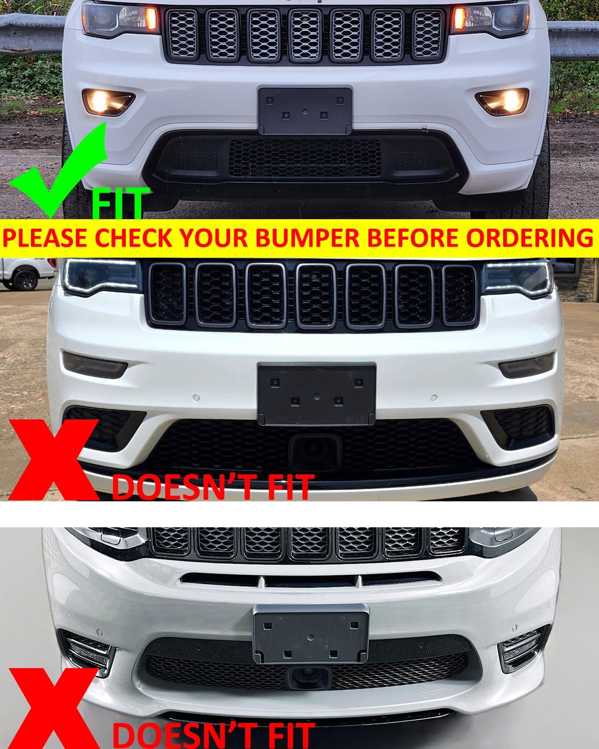 Front License Plate Frame for Jeep Grand Cherokee Type 2 2017 2018 2019 2020 2021 for Jeep Grand Cherokee WK 2022 Front Bumper License Plate Holder Mounting Bracket Replace # 68277137AA CH1068148