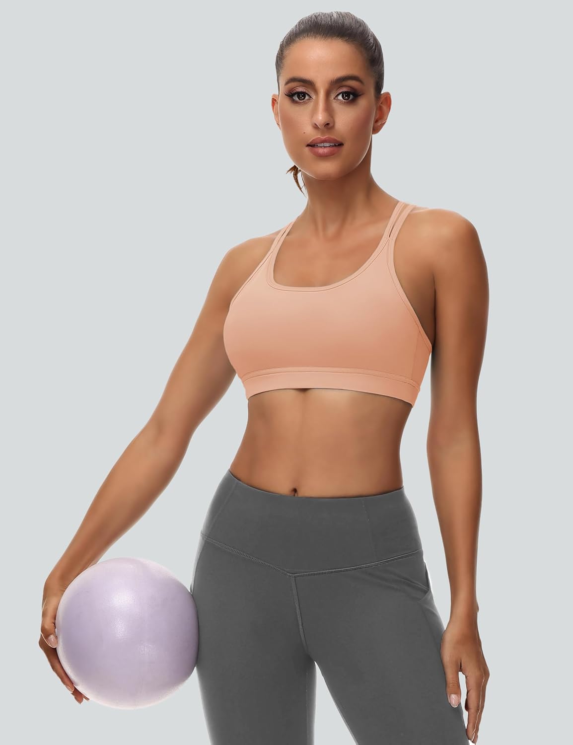 MAGCOMSEN Womens Strappy Sports Bra Padded Backless Sexy Low Impact Moisture-Wicking Wireless for Yoga Workout Fitness