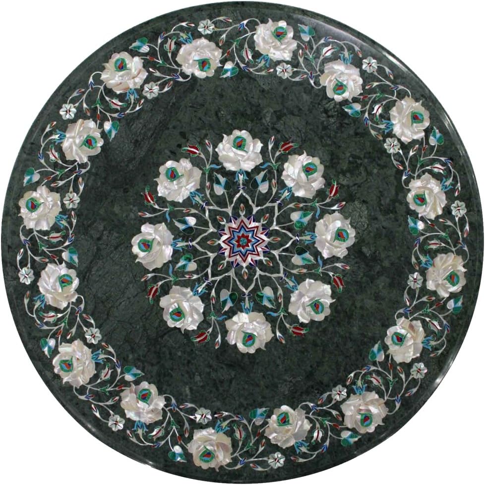 crafts look Marble Table Top Turquoise Inlay Pietra dura​ Work Home Decor