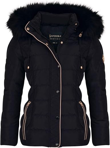 Fur Parka Quilted Padded Puffer Coat 
