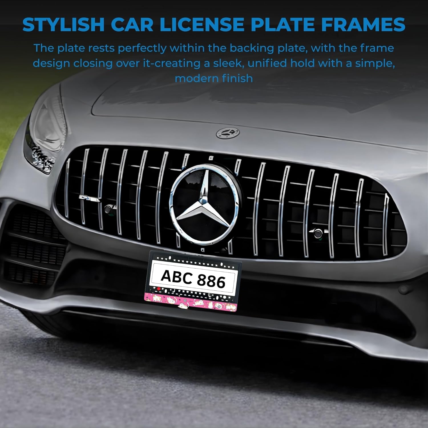 Engraved License Plate Frame Cute Pink Pattern | Pack of 1 Back License Plate with 8 Screw Mount | Universal License Plate Holder Bracket | Rust-Proof & Weather-Proof License Plate