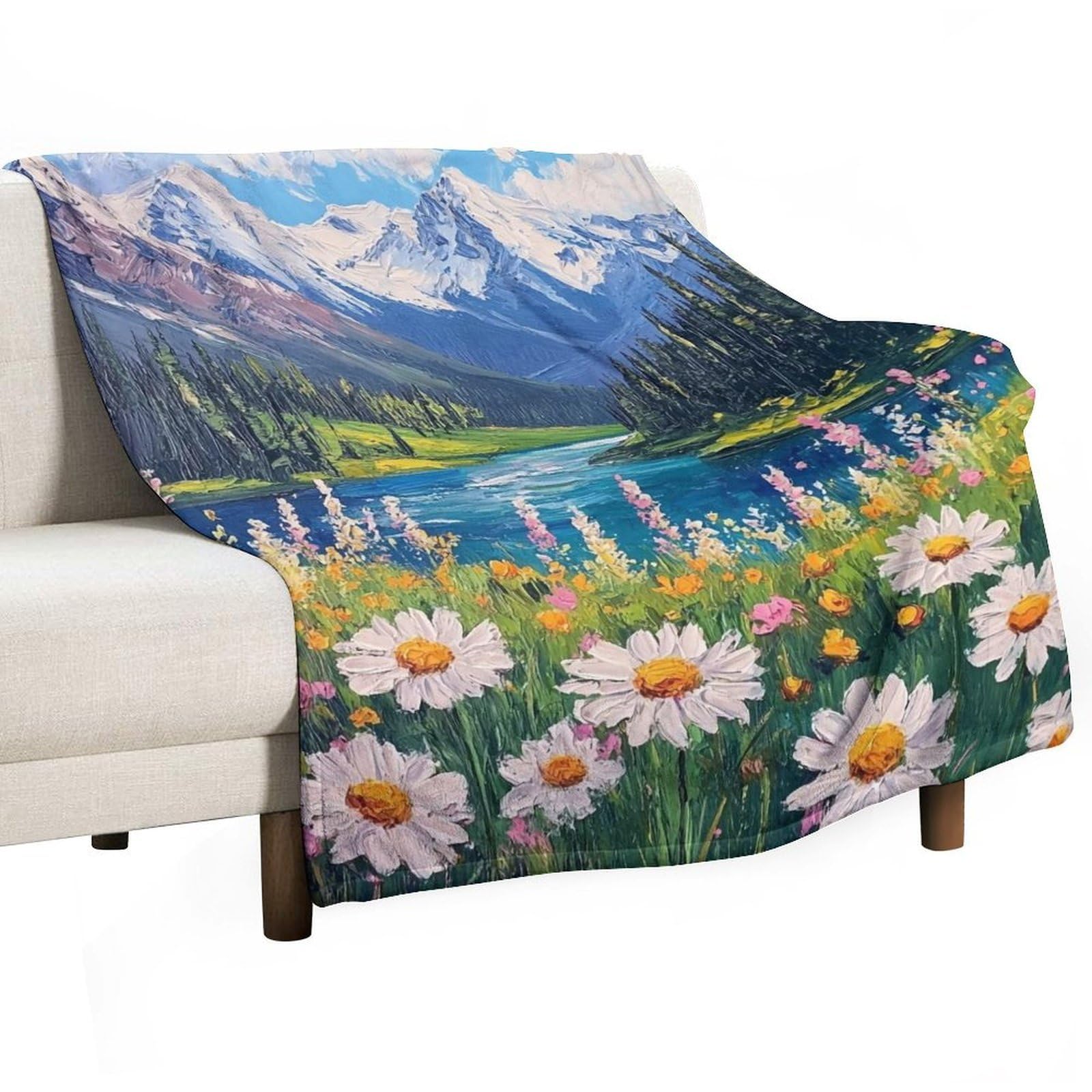 YHGSREUOH Valley Bloom Serenity (1) Flannel Blankets Fleece Soft Throw Lightweight Plush Gifts for Couch, Bed, Cozy Sofa Plush, Chair, Lovers 130x150cm(50x60in)