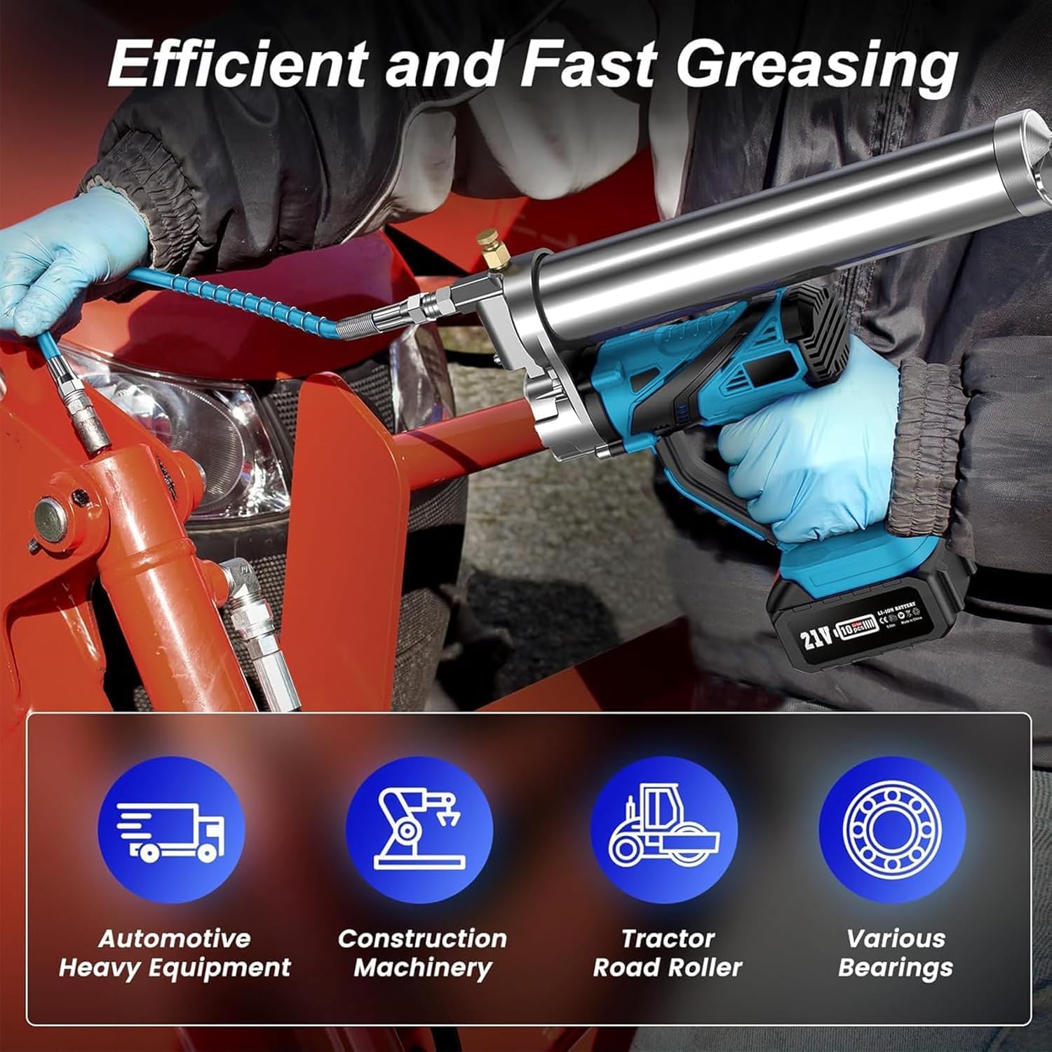 Cordless Grease Gun for Makita 18V MAX Battery - 10000 PSI Electric Grease Gun with 18” High Pressure Long Hose(No Battery)