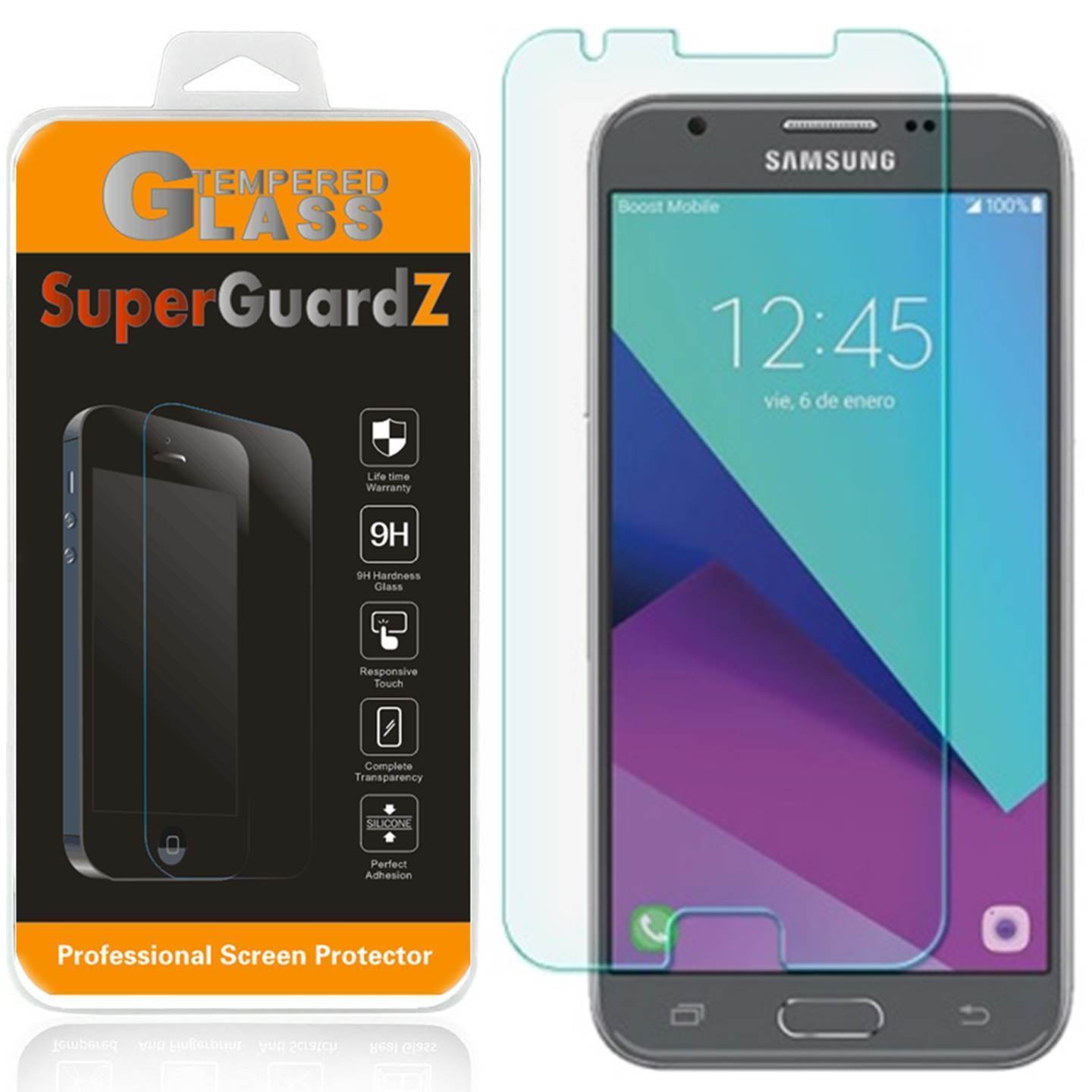 [3-Pack] SuperGuardZ Tempered Glass Screen Protector For Samsung Galaxy J3 Emerge / Amp Prime 2 / J3 Prime / Express Prime 2 / J3 Eclipse / J3 Mission / Sol 2 / J3 Luna Pro [Lifetime Replacement]