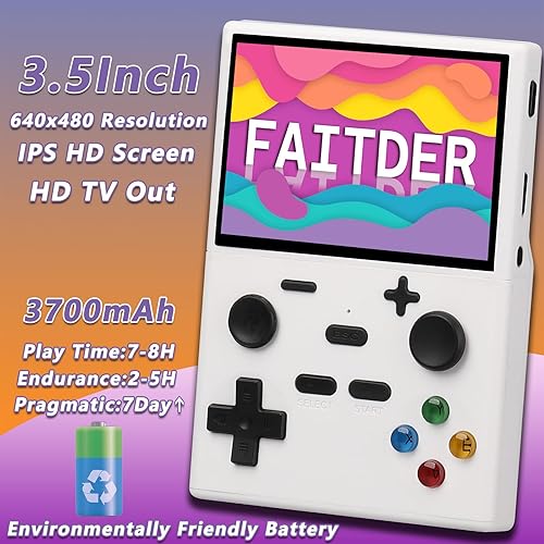 Miniatura 7 de XGB35 Consola de videojuegos retro de 3.5 pulgadas con tarjeta TF de 64 GB, soporte para más de 13,000 juegos, salida recargable portátil de TV de