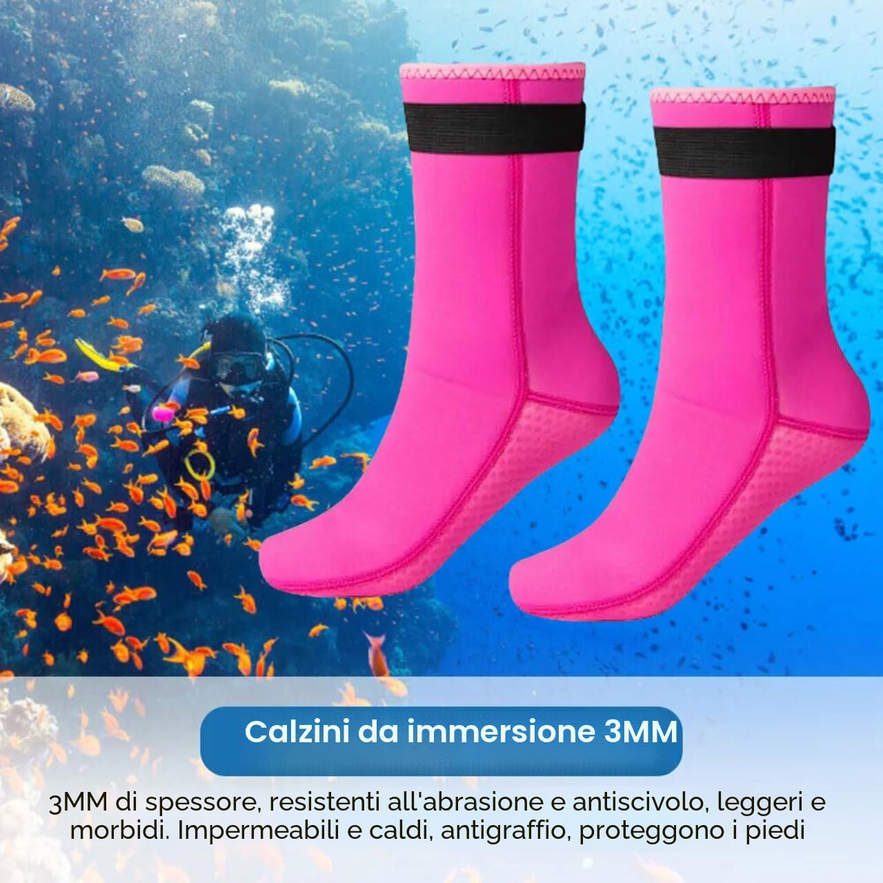 Unisex Calzari e Calzini in Neoprene 3mm: Calzari da Immersione in Neoprene Comfort e Sicurezza per Le tue Avventure Subacquee e Sport Acquatici