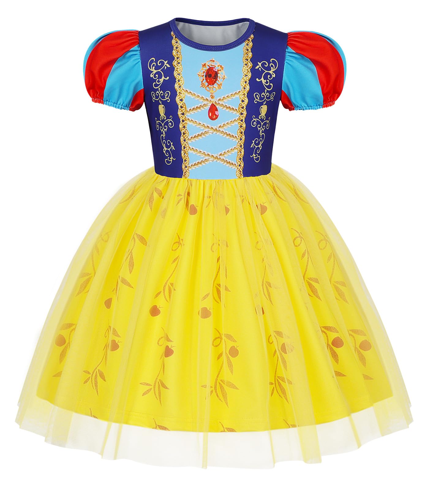 Berich Yellow Princess Costume Girls Dressing up Clothes Kids Halloween Outfits Christmas Gifts World Book Day Costumes for Girls Princess Fancy Dress 4-5 Years(Yellow,120)
