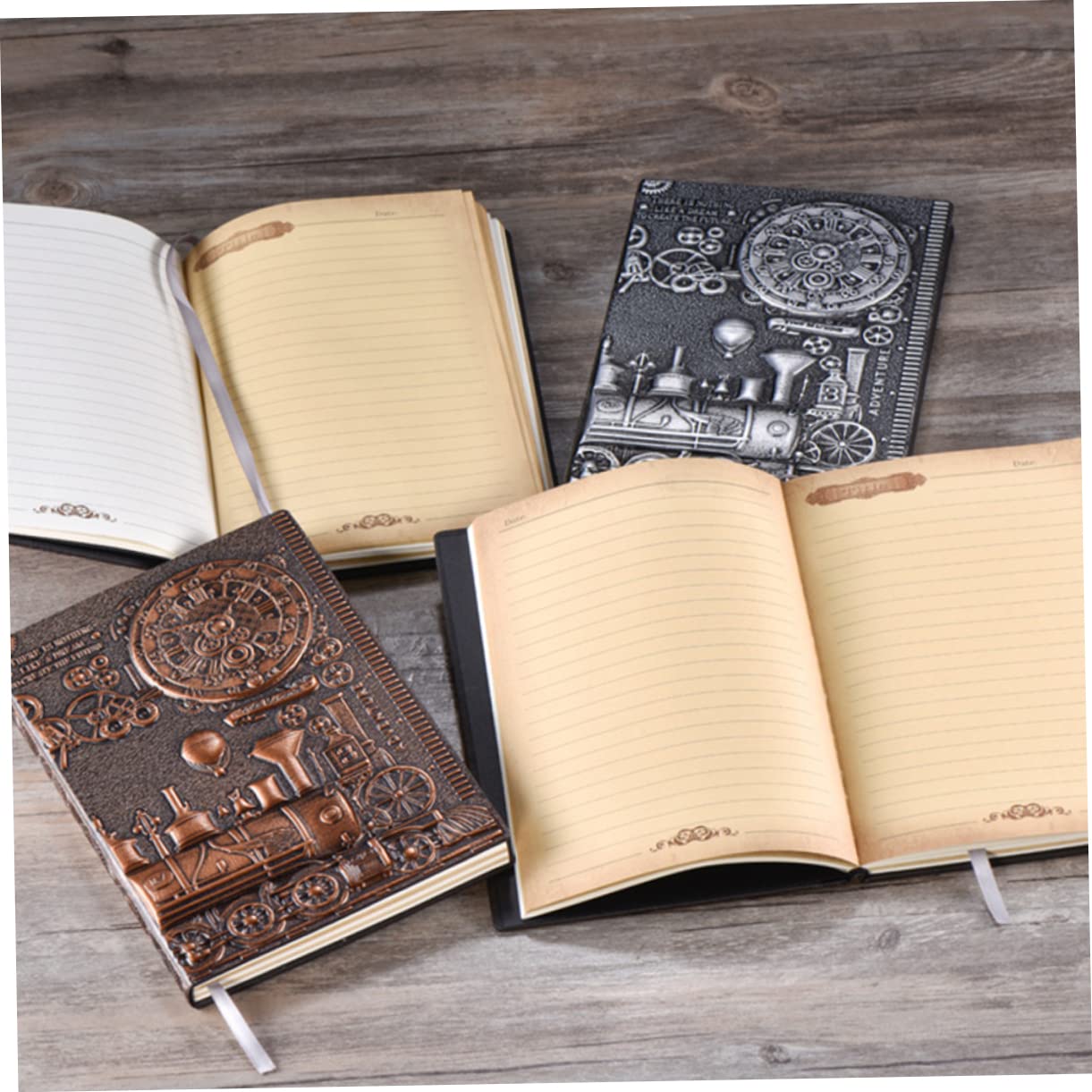 Rouge Carnet de Notes A5 PU Motif Vintage Gravé, Rigide