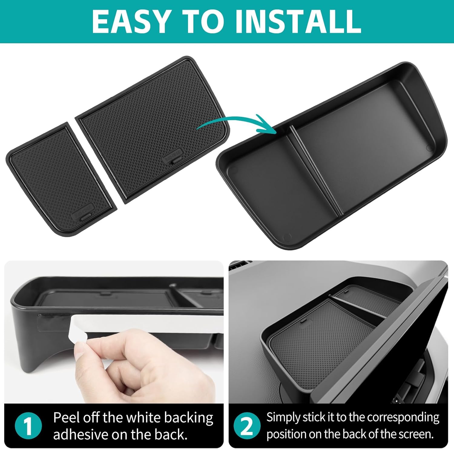 Center Console Organizer Tray Compatible with 2019-2025 Toyota RAV4 & Prime Accessories, Dashboard Storage Box Dash Organizer (ONLY Fit 8" Multimedia Display Screen) for RAV-4 Accessories - Image 4