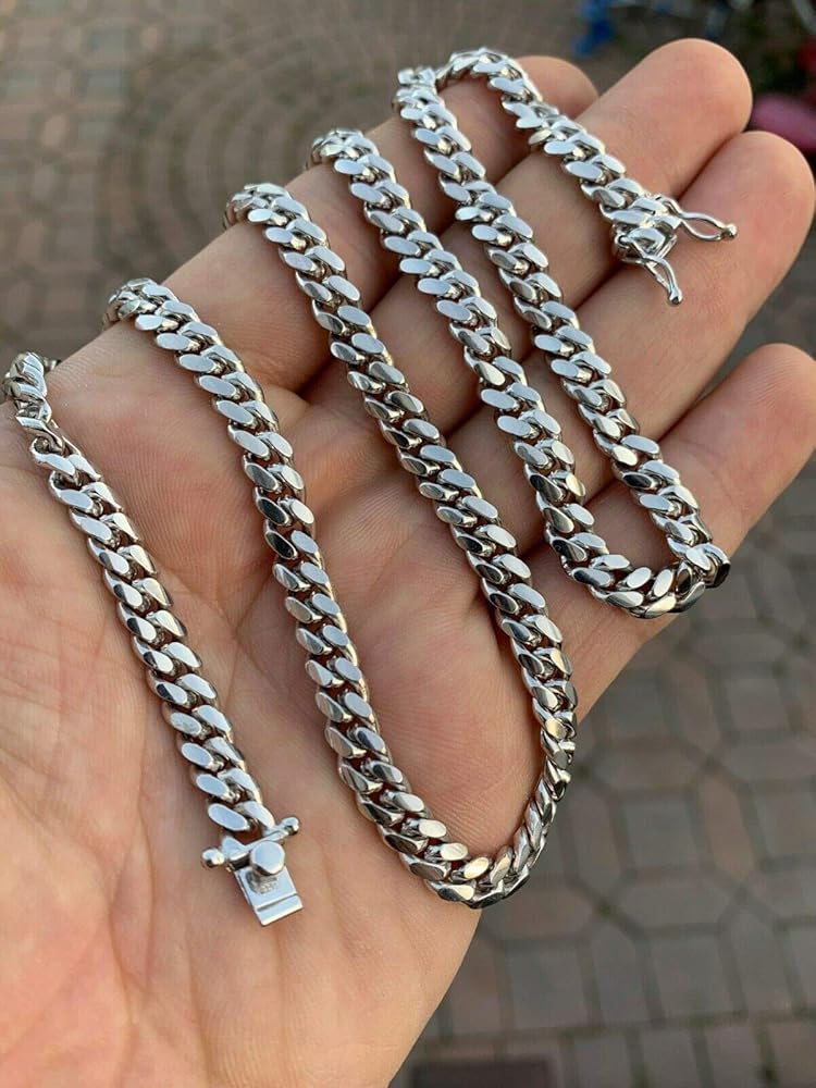 HarlemBling Real Solid 925 Sterling Silver Miami Cuban Chain