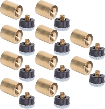 Keenso Snooker Pool Tips 10pcs Billiards Snooker Pool Cue Pole Tip Replacement Parts Screw on Copper PU Leather
